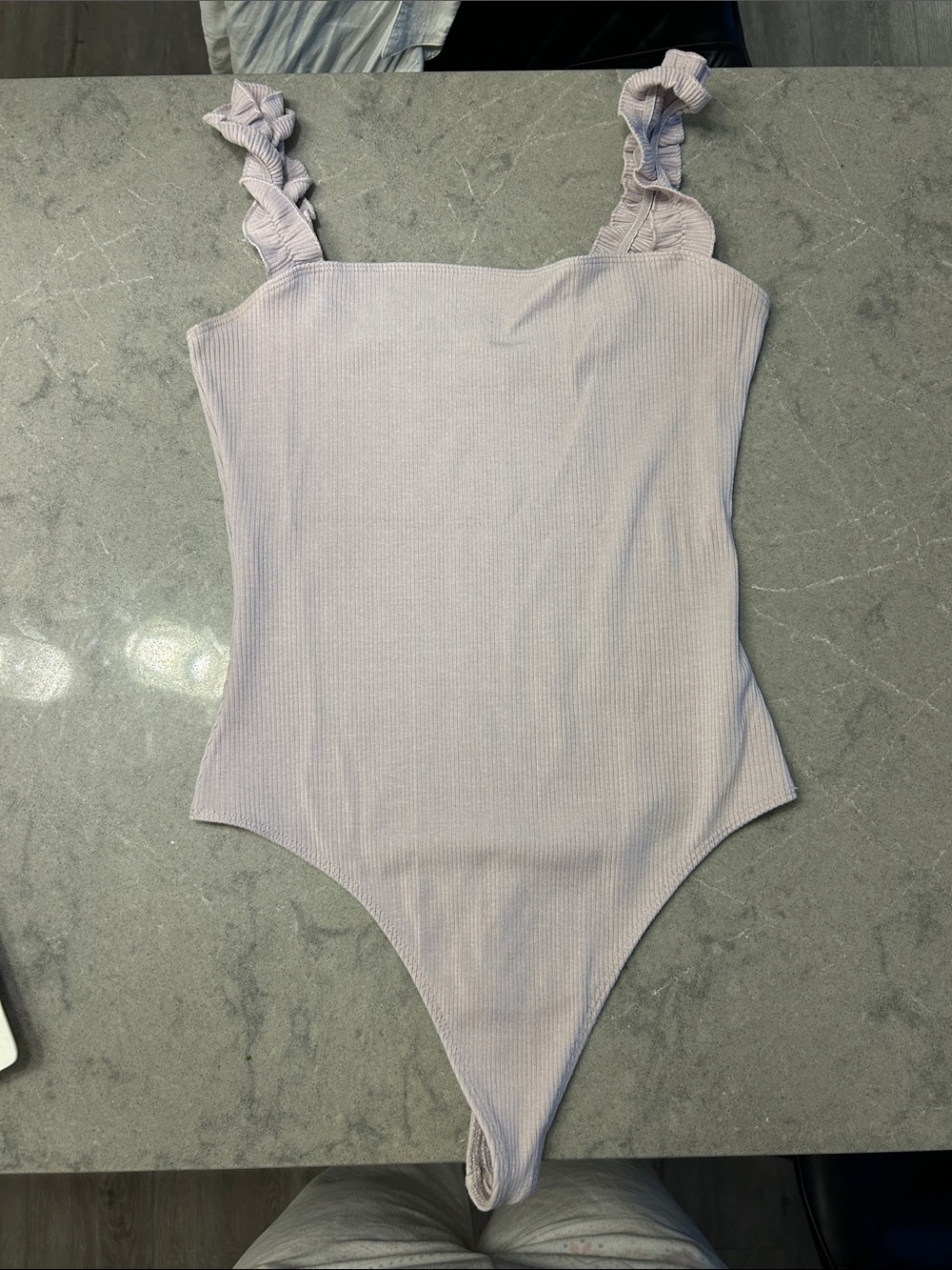 Sunday Best Lilac Ribbed Ruffle-Strap One-Piece